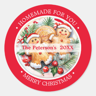 Sticker Rond NOËL Pâtisserie rouge Cookies Gingembre fait maiso