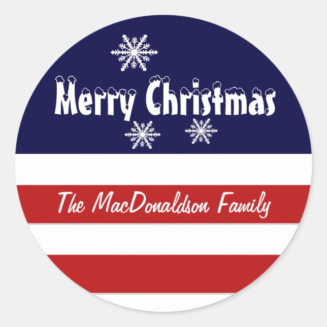 Sticker Rond Noël patriotique américain (Devant)