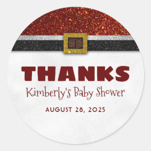Sticker Rond Noël Père Noël Baby shower Merci