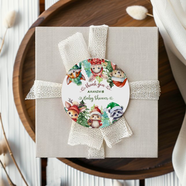 Sticker Rond Noël Père Noël Baby shower Merci (Créateur téléchargé)