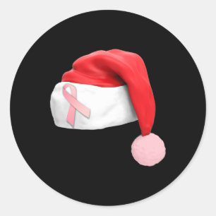 Sticker Rond Noël Père Noël Chapeau Cancer du sein Sensibilisat