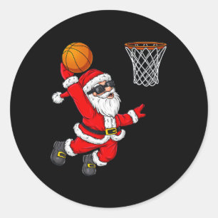Sticker Rond Noël Père Noël Dunking A Bysketbyll Boys Ki
