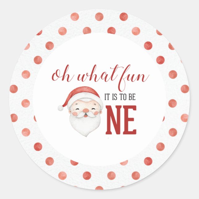 Sticker Rond Noël Père Noël premier anniversaire (Devant)