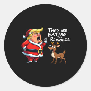 Sticker Rond Noël Père Noël Trump Ils Mangent Le Roi
