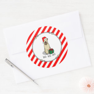 Sticker Rond Noël Père Noël Wheaten Terrier (blé 1b2) mignonne