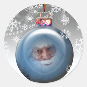 Sticker Rond Noël personnalisé de l'ornement photo père Noël