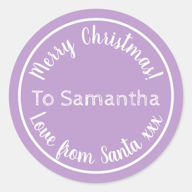 Sticker Rond Noël personnalisé de Père Noël Purple Lilac (Devant)