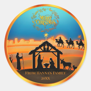Sticker Rond Noël personnalisé en or "Joyeux Noël"