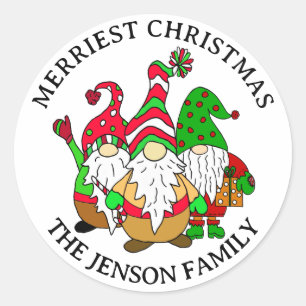 Sticker Rond Noël personnalisé Gnomes les plus beaux Noël