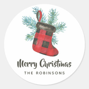 Sticker Rond Noël Plaid de Buffalo