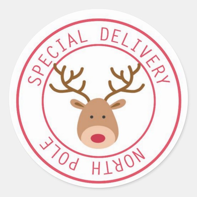 Sticker Rond Noël Pôle Nord Reindeer (Devant)