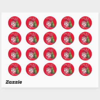 Sticker Rond Noël Red Angel hiver Joyeux Noël