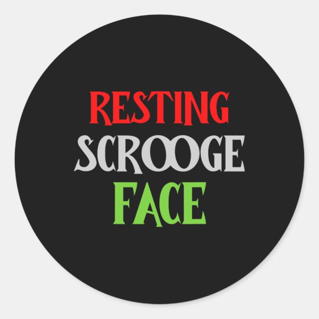 Sticker Rond Noël Repose Scrooge Visage Drôle Hommes Femmes Fam (Devant)
