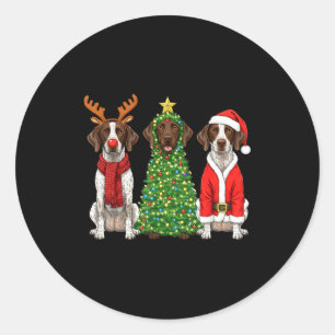 Sticker Rond Noël Rétro Allemand Pointer Santa Rei