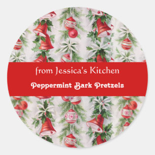 Sticker Rond Noël Rétro, De la Cuisine de, Personnalisé