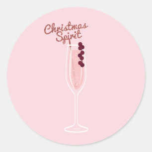 Sticker Rond Noël rose étincelant