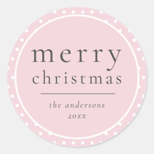 Sticker Rond Noël rose Fille mignonne moderne