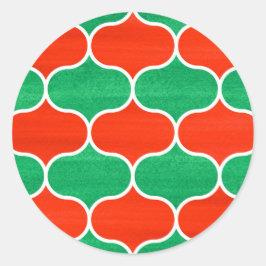 Sticker Rond Noël Rouge Vert écorce Motif d'oignon