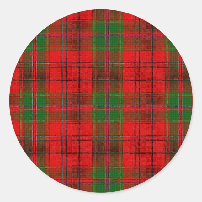 Sticker Rond Noël Rouge Vert Tartan Plaid Vacances (Devant)