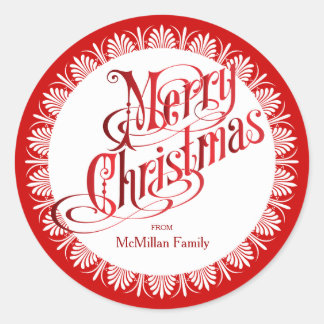 Sticker Rond Noël rouge vintage