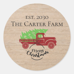 Sticker Rond Noël Russe Camion Rouge