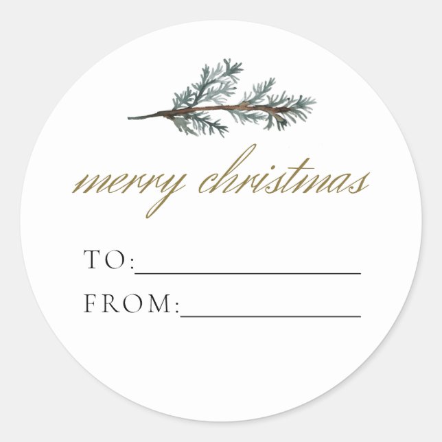 Sticker Rond NOEL Rustic Winter Pine to From Christmas Cadeau (Devant)