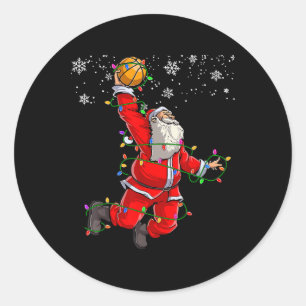 Sticker Rond Noël Santa Claus Volleyball Pyjama Xmas Mens