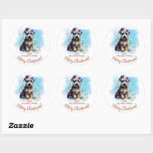 Sticker Rond Noël Schnauzer personnalisé