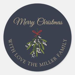 Sticker Rond Noël simple de mistletoe marine