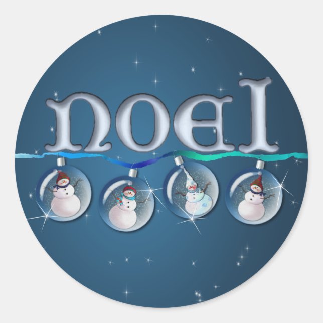 Sticker Rond NOEL SNOWMAN GLOBES par SHARON SHARPE (Devant)