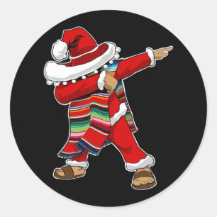 Sticker Rond Noël Sombrero Dabbing mexicain Serape Poncho S