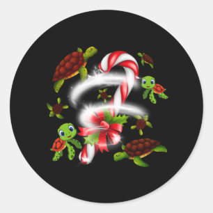 Sticker Rond Noël sucré à la tortue