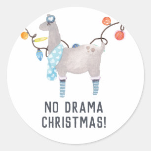 Sticker Rond Noël sur le thème de Llama