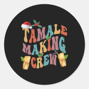 Sticker Rond Noël Tamale Making Crew Mexicaine Food Family M