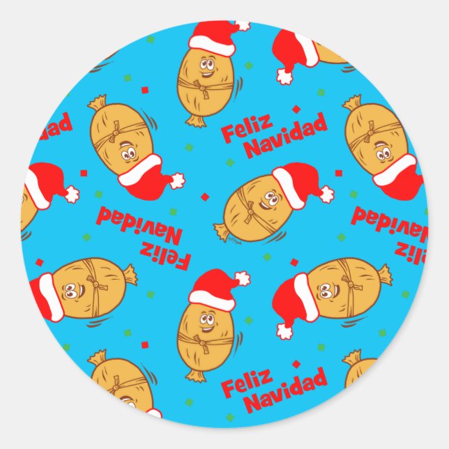 Sticker Rond Noël Tamales Motif (Devant)