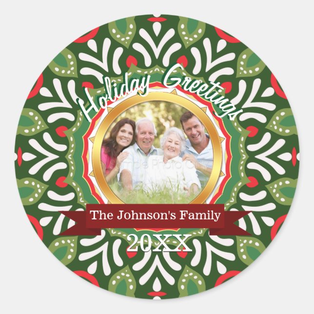 Sticker Rond Noël Tribe Famille Vacances Cadeau Photo (Devant)