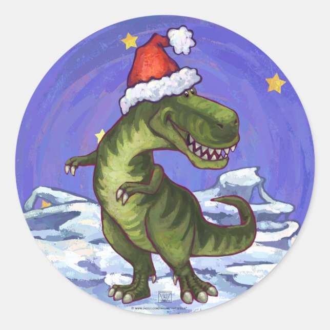 Sticker Rond Noël Tyrannosaurus (Devant)