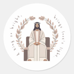 Sticker Rond Noël   Un roi si brillant   Jésus   Neutre