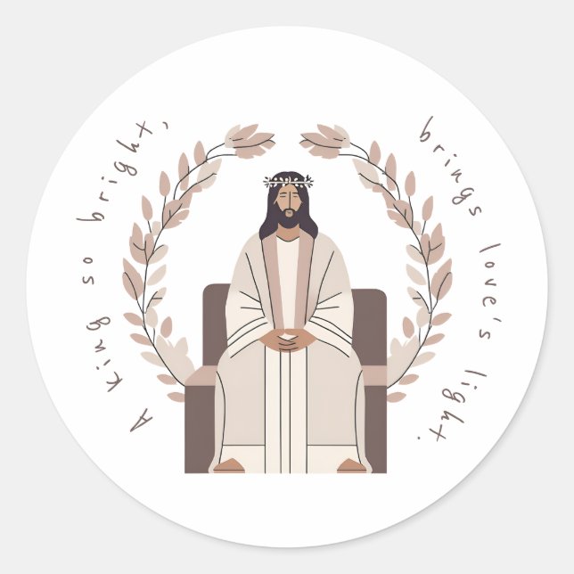 Sticker Rond Noël | Un roi si brillant | Jésus | Neutre (Devant)