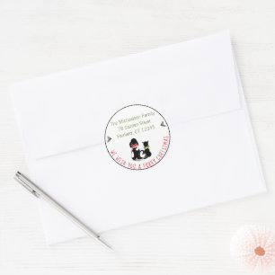 Sticker Rond Noël Vacances des animaux de compagnie Retour Adre