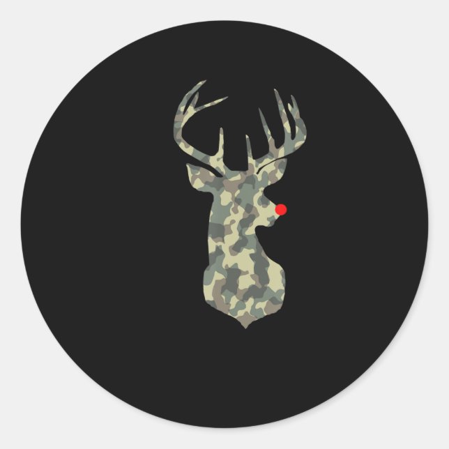 Sticker Rond Noël Vacances Rudolf Reindeer Red Nose camu (Devant)
