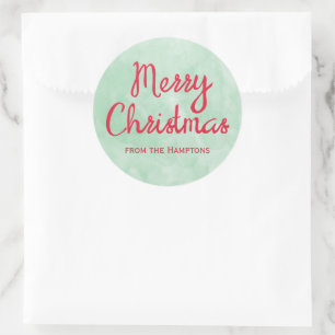 Sticker Rond Noël Vert Rouge Aquarelle Cuisine cadeau de cuisin
