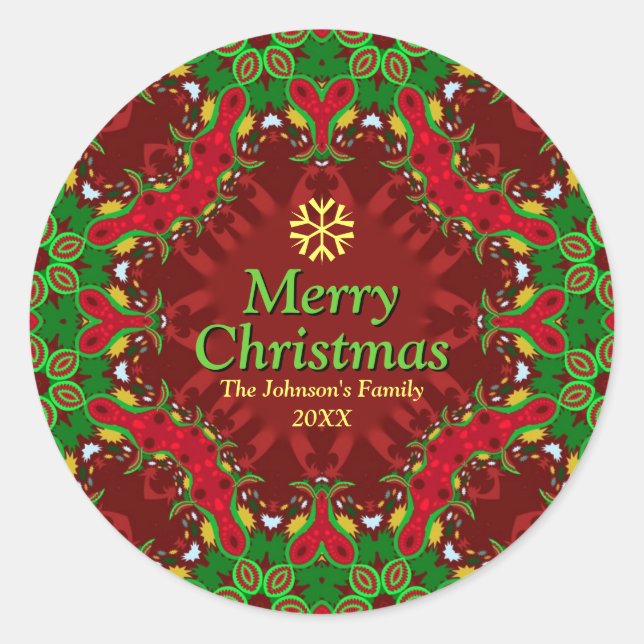 Sticker Rond Noël Vibe Famille Wreath (Devant)