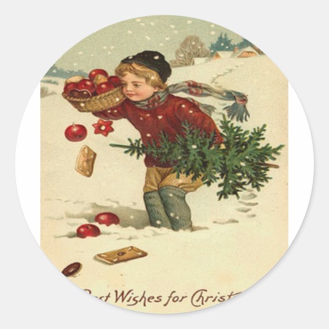 Sticker Rond Noël vintage (Devant)