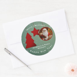 Sticker Rond Noël Vintage du Père Noël Rétro Nouvel An