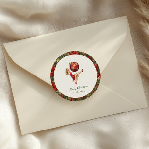Sticker Rond Noël Vintage Traditionnel