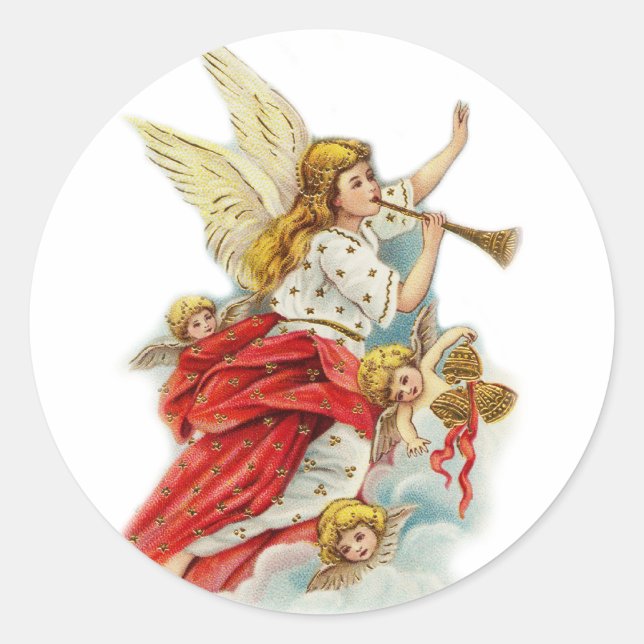 Sticker Rond Noël voeux anges (Devant)