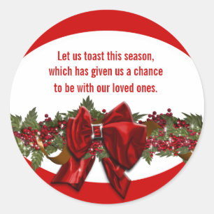 Sticker Rond Noël voeux verse PERSONNALISER