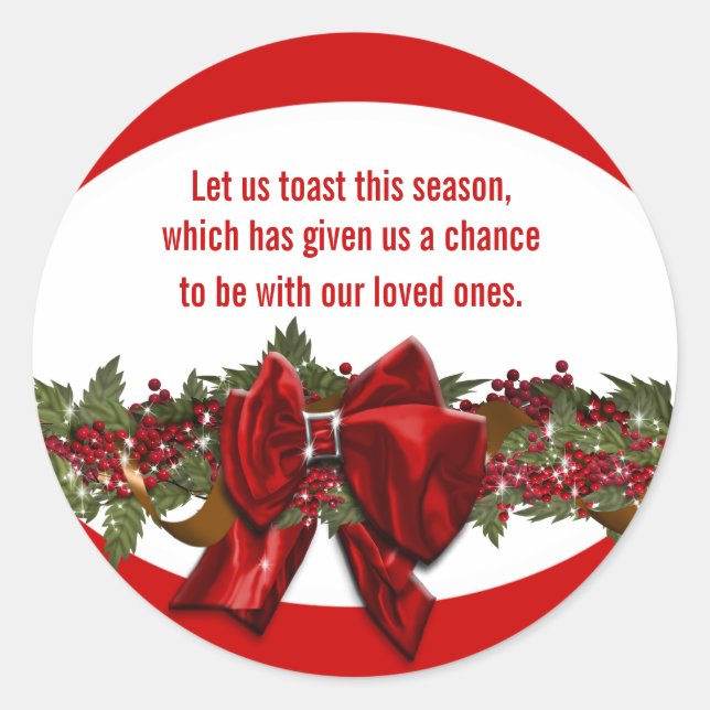 Sticker Rond Noël voeux verse PERSONNALISER (Devant)