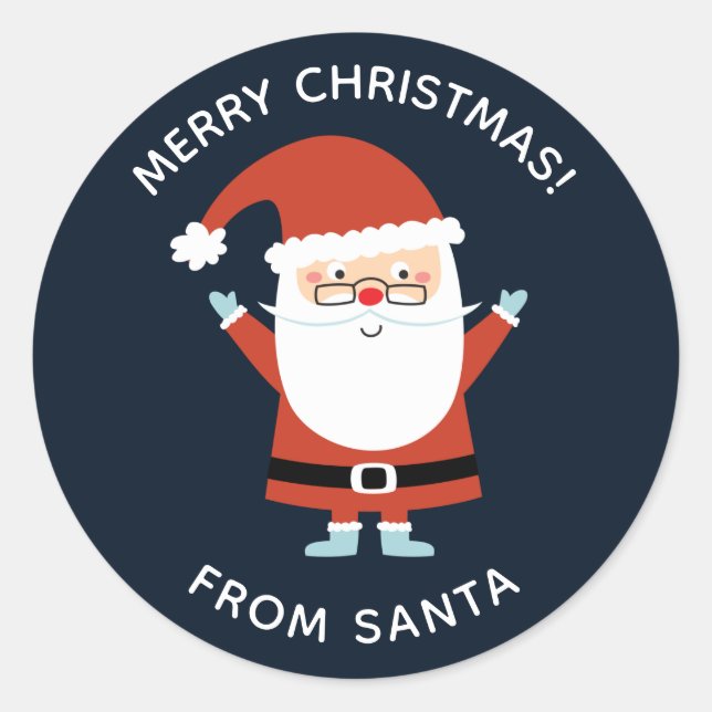Sticker Rond Noël Whimsical personnalisé Père Noël (Devant)